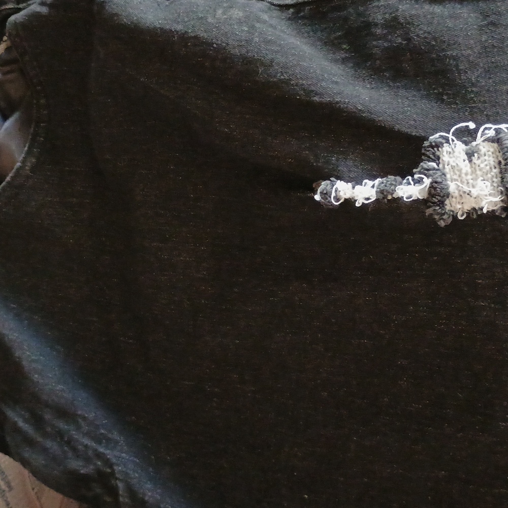 Black Denim Jacket with Distressed Details